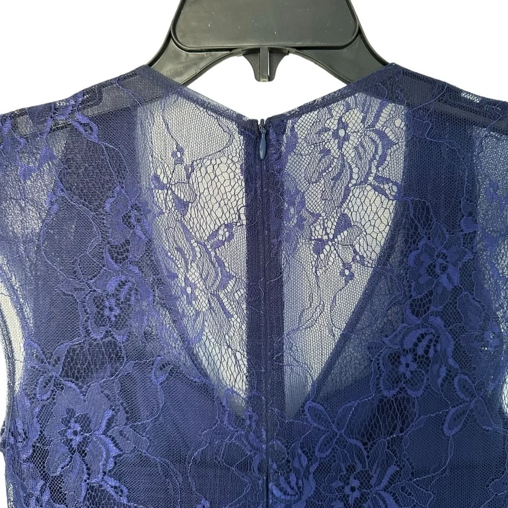 LAURA PETITE ROYAL BLUE V-NECK RHINESTONE DETAIL PROM FORMAL EVENING GOWN SIZE 4 - Picture 14 of 16